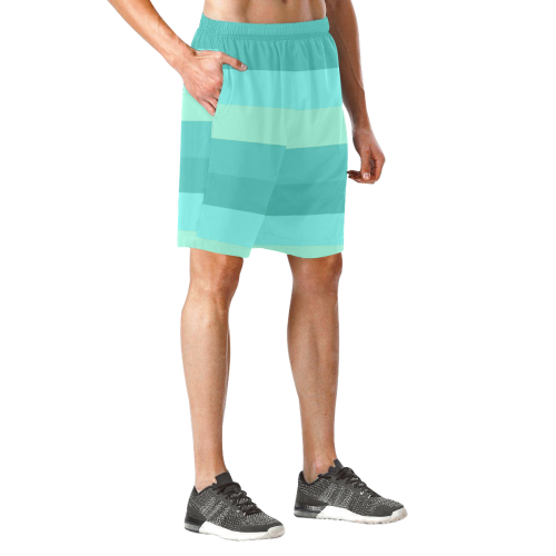 Shades Of Green Stripes Men's All Over Print Elastic Beach Shorts (Model L20)