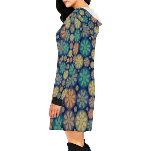 zappwaits flower y3 All Over Print Hoodie Mini Dress (Model H27)