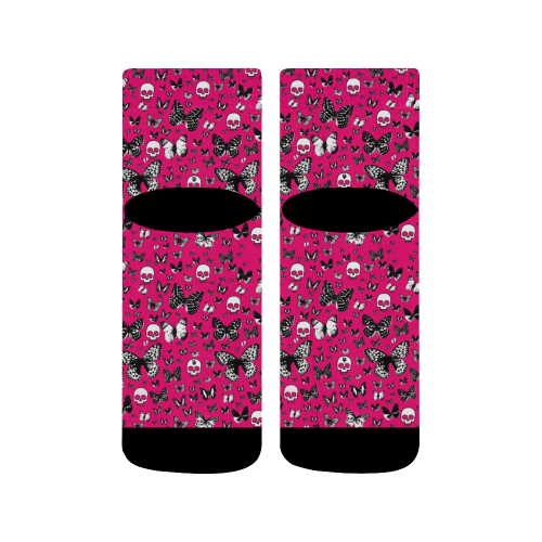 Skulls & butterflies pink Quarter Socks