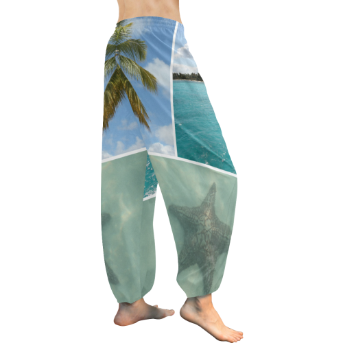 Caribbean Vacation Photo Collage Women's All Over Print Harem Pants (Model L18)