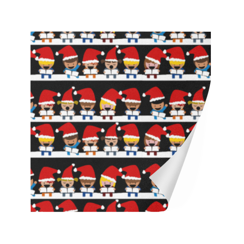 Christmas Carol Singers on Black Gift Wrapping Paper 58"x 23" (5 Rolls)
