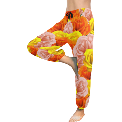 Roses Pastel Colors Floral Collage Women's All Over Print Harem Pants (Model L18)