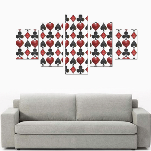 Las Vegas Black and Red Casino Poker Card Shapes Canvas Print Sets B (No Frame)