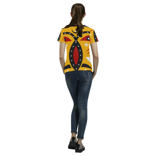 kuba tribal All Over Print T-shirt for Women/Large Size (USA Size) (Model T40)