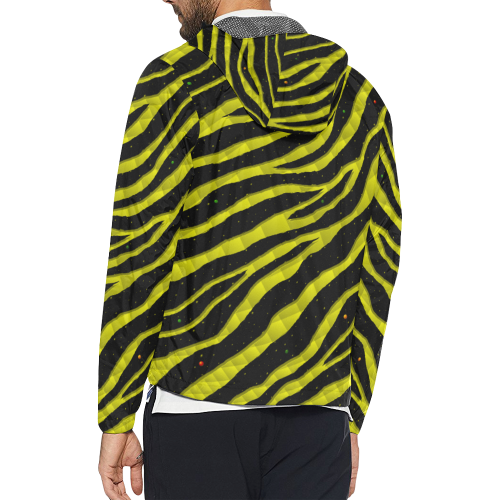 Ripped SpaceTime Stripes - Yellow Unisex All Over Print Windbreaker (Model H23)