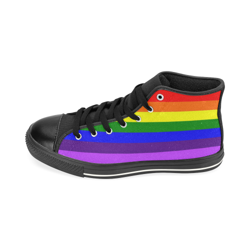 Rainbow Flag (Gay Pride - LGBTQIA+) High Top Canvas Shoes for Kid (Model 017)