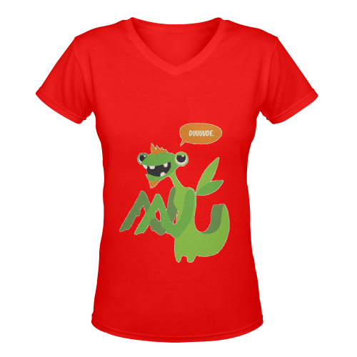 DUUUDE ITS ME! RED Women's Deep V-neck T-shirt (Model T19)