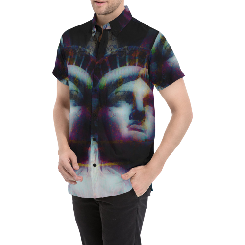 STATUE OF LIBERTY 5 LARGE Men's All Over Print Short Sleeve Shirt/Large Size (Model T53)
