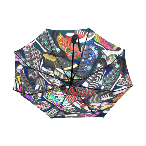 A pile multicolored SHOES / SNEAKERS pattern Anti-UV Auto-Foldable Umbrella (Underside Printing) (U06)