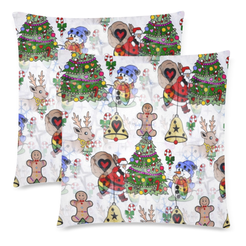 Christmas  Popart by Nico Bielow Custom Zippered Pillow Cases 18"x 18" (Twin Sides) (Set of 2)