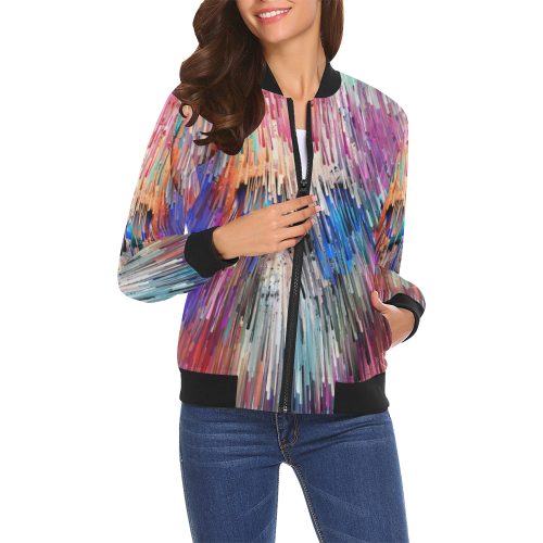My Skull Popart by Nico Bielow All Over Print Bomber Jacket for Women (Model H19)