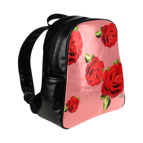 Fairlings Delight's Floral Luxury Collection- Red Rose Multi-Pockets Backpack 53086b3 Multi-Pockets Backpack (Model 1636)