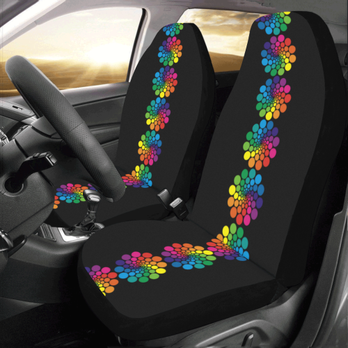 Colorful Dots Flower Circle Border Car Seat Covers (Set of 2)