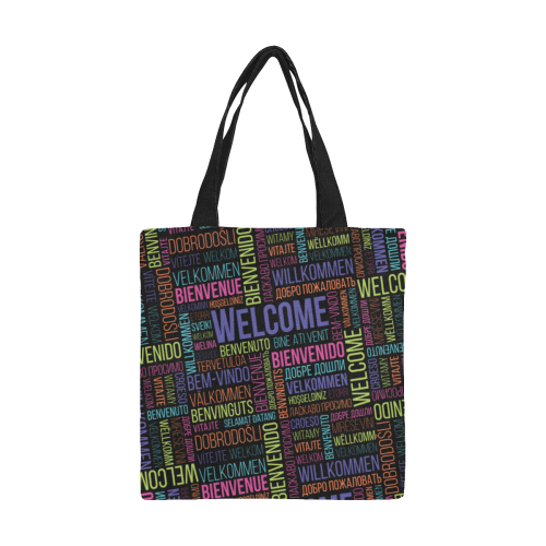 Typography - Multiple Languages Welcome 1 All Over Print Canvas Tote Bag/Small (Model 1697)