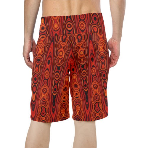 Brown Abstract Pattern Men's All Over Print Board Shorts (Model L16)