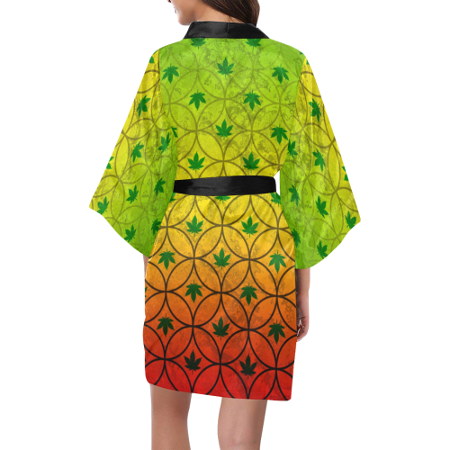 Marijuana Diamond Rastafari Pattern Kimono Robe