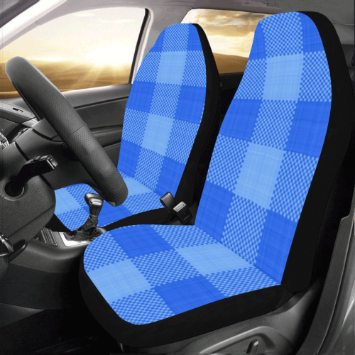 Soft Blue Plaid Car Seat Covers (Set of 2)