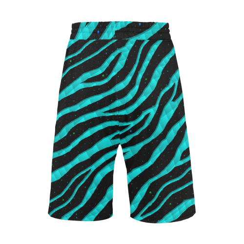Ripped SpaceTime Stripes - Cyan Men's All Over Print Casual Shorts (Model L23)