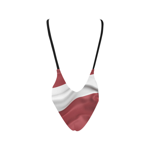 Latvia Flag Sexy Low Back One-Piece Swimsuit (Model S09)