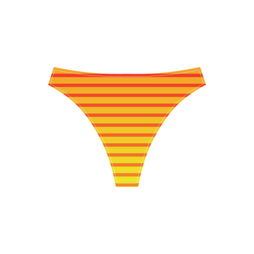 Orange Stripes on Yellow Sport Top & High-Waisted Bikini Swimsuit (Model S07)