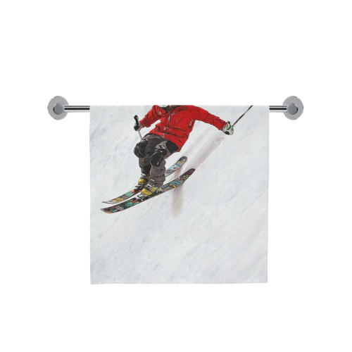 Daring Skier Flying Down a Steep Slope Bath Towel 30"x56"