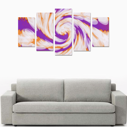 Purple Orange Tie Dye Swirl Abstract Canvas Print Sets A (No Frame)