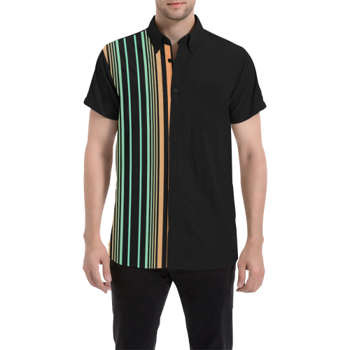 Summer Stripes Men's All Over Print Short Sleeve Shirt/Large Size (Model T53)
