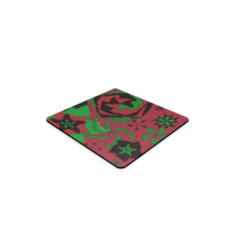 Red, Green and Black Abstract 2020 Square Coaster