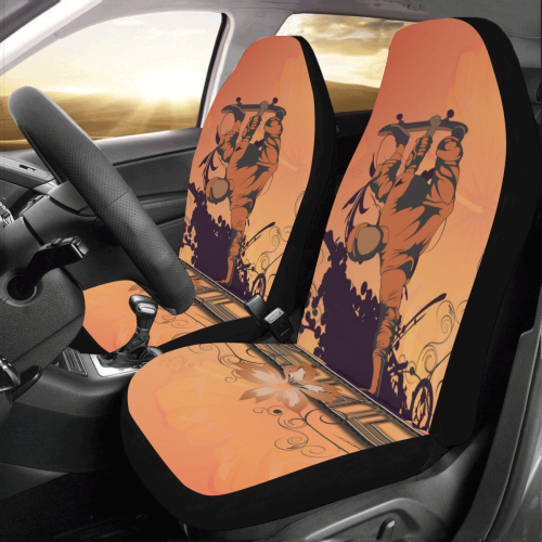 Skadeboarder with floral elements Car Seat Covers (Set of 2)
