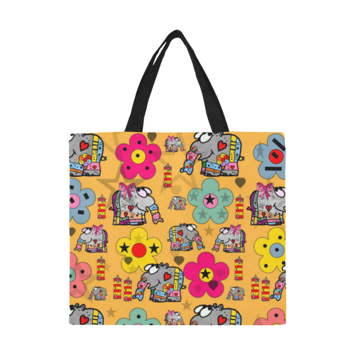 Funny elephant by Nico Bielow All Over Print Canvas Tote Bag/Large (Model 1699)