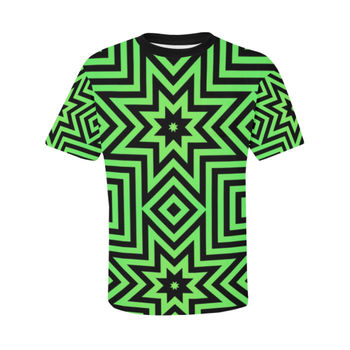 Green/Black Tribal Pattern Men's All Over Print T-Shirt with Chest Pocket (Model T56)