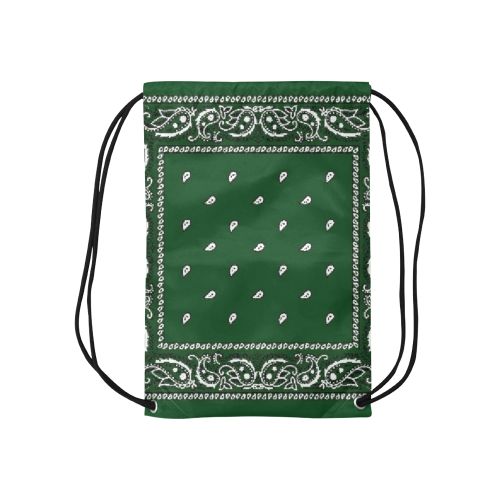 KERCHIEF PATTERN GREEN Small Drawstring Bag Model 1604 (Twin Sides) 11"(W) * 17.7"(H)