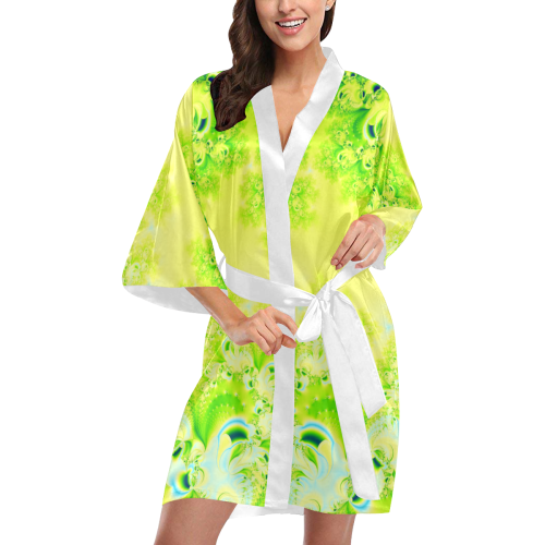 Sunny Spring Frost  Fractal Abstract Kimono Robe