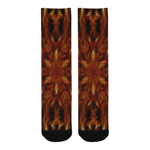 Fractal Orange Flower Energy Lines Men's Custom Socks