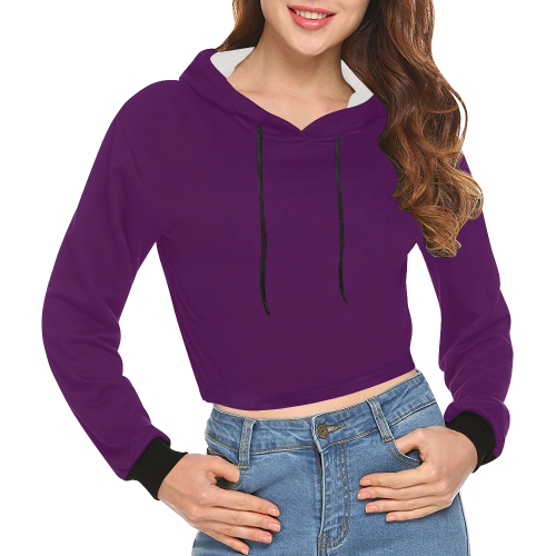 Purple Passion All Over Print Crop Hoodie for Women (Model H22)