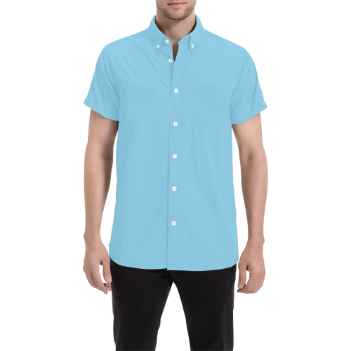 color baby blue Men's All Over Print Short Sleeve Shirt (Model T53)