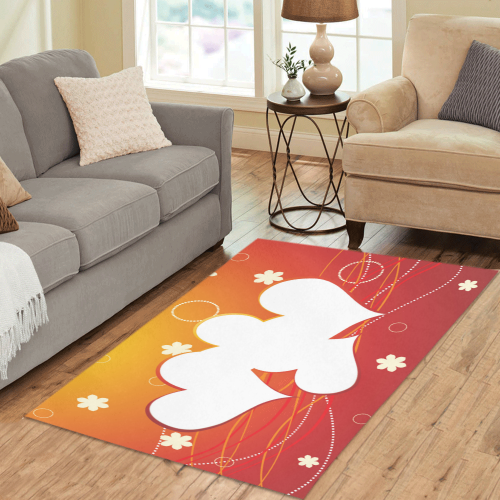 White Hearts Red to Gold Gradient Area Rug 5'x3'3''