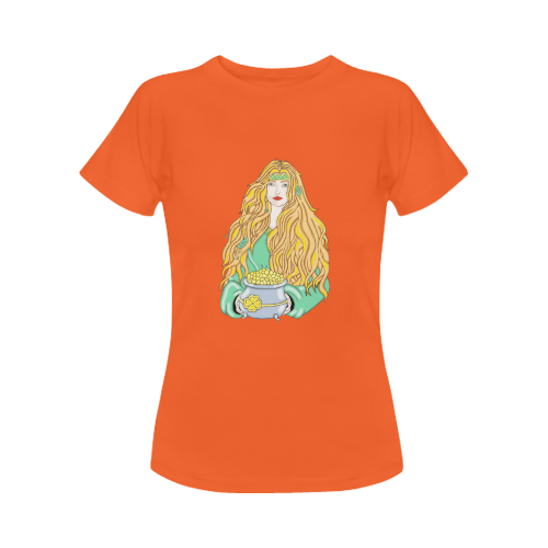 Celtic Lady Orange Women's T-Shirt in USA Size (Front Printing Only)
