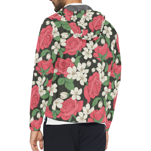 Pink, White and Black Floral Unisex All Over Print Windbreaker (Model H23)