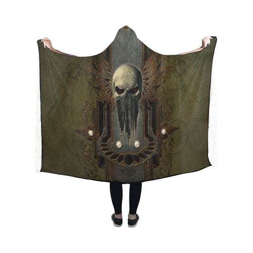 Awesome dark skull Hooded Blanket 50''x40''