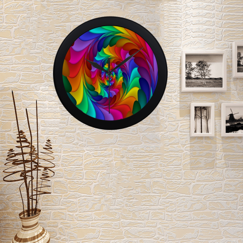 RAINBOW CANDY SWIRL Circular Plastic Wall clock