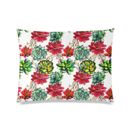 Vibrant Succulent Cactus Pattern Custom Zippered Pillow Case 20"x26"(Twin Sides)