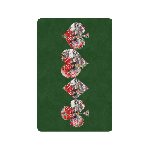 Las Vegas Playing Card Shapes on Green Doormat 24"x16" (Black Base)