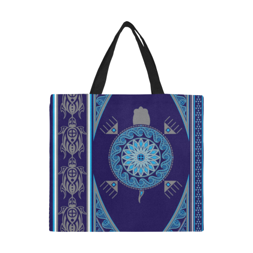 Turtle Blue All Over Print Canvas Tote Bag/Large (Model 1699)