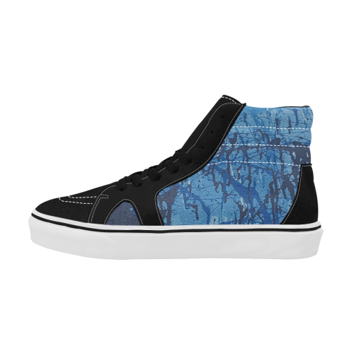 Blue splatters Women's High Top Skateboarding Shoes/Large (Model E001-1)