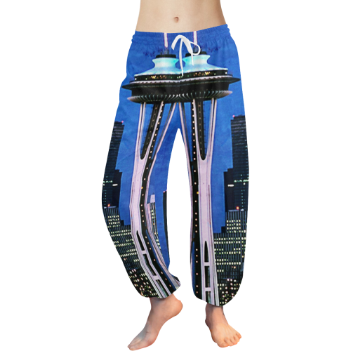 Seattle Space Needle Watercolor Women's All Over Print Harem Pants (Model L18)
