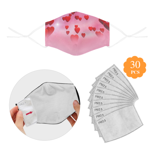 lovely romantic sky heart pattern for valentines day, mothers day, birthday, marriage - face mask 3D Mouth Mask with Drawstring (30 Filters Included) (Model M04) (Non-medical Products)