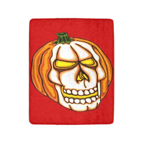 Pumpkin Skull Red Ultra-Soft Micro Fleece Blanket 40"x50"