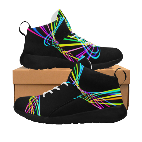 abstract-pattern-colorful-lines-wave-black-backgro Women's Chukka Training Shoes (Model 57502)