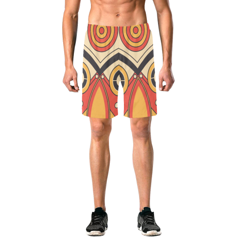 Geo Aztec Bull Tribal Men's All Over Print Elastic Beach Shorts (Model L20)